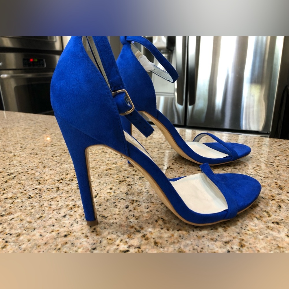 Truffle Blue Faux Suede High Heel Sandals